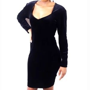 K Petite Collection Velvet Long Sleeve Dress